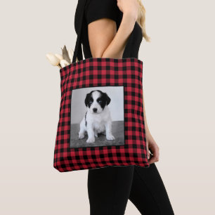 Bolso De Tela Patrón de comprobación de búfalo negro rojo fot