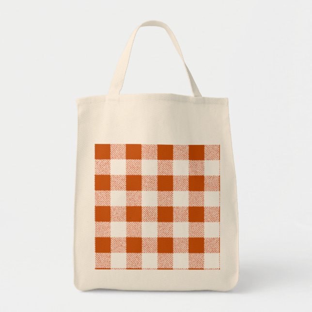 Bolso De Tela Patrón de comprobación de Gingham de Brown (Frente)