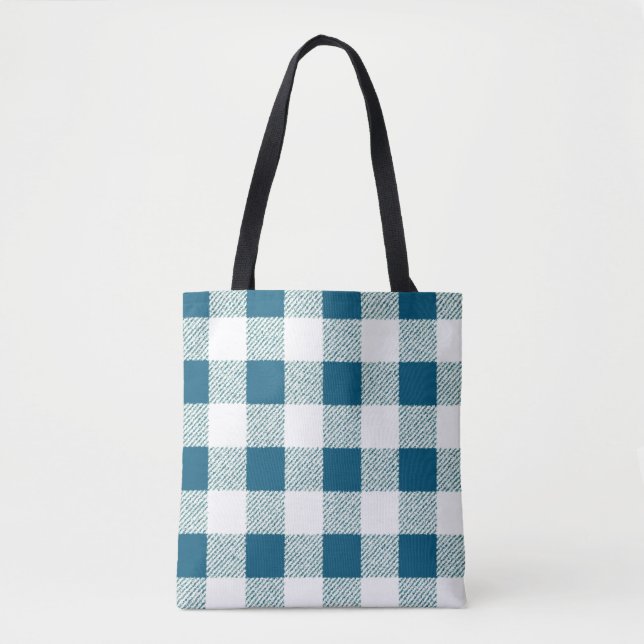 Bolso De Tela patrón de comprobación de gingham verde (Anverso)