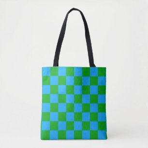 Bolso De Tela Patrón de comprobación verde azul