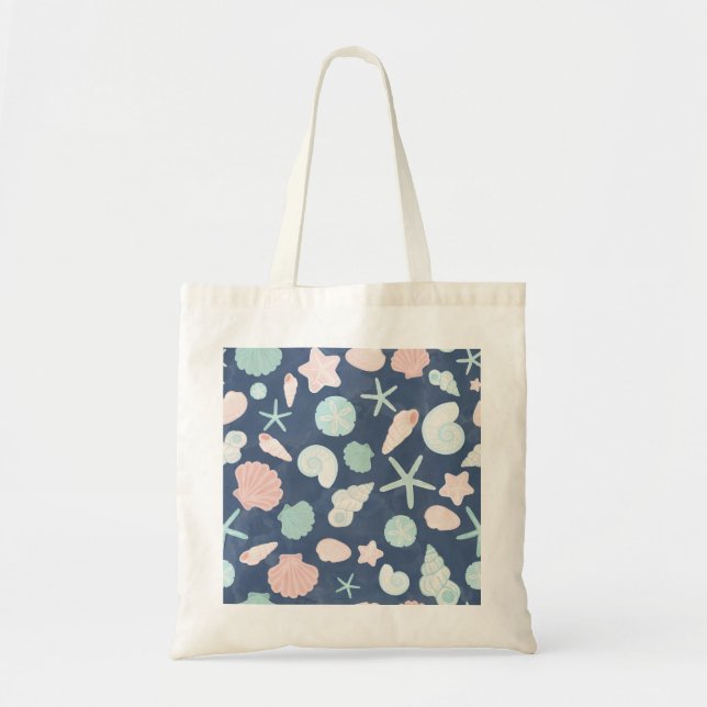 Bolso De Tela patrón de conchas marinas (Frente)