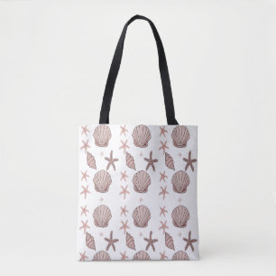 Bolso De Tela Patrón de conchas marinas rosadas - Diseño de vera