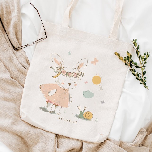 Bolso De Tela Patrón de Conejo Bebé Feliz Pascua (Subido por el creador)