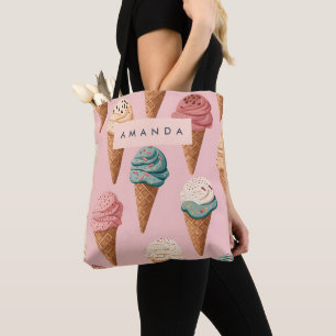 Bolso De Tela Patrón de cono de helado retro vintage personaliza