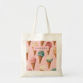Bolso De Tela Patrón de cono de helado retro vintage personaliza