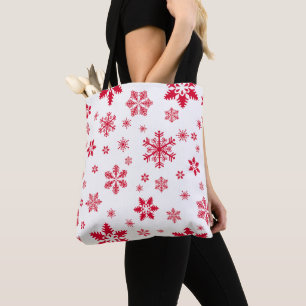 Bolso De Tela Patrón de copos de nieve, copos de nieve rojos, ni