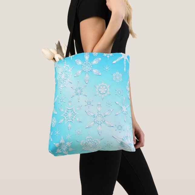 Bolso De Tela Patrón de copos de nieve de cristal (Detalle)