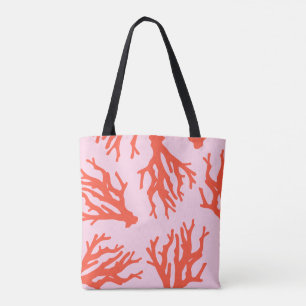Bolso De Tela Patrón de coral rosa rojo elegante