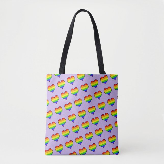 Bolso De Tela Patrón de Corazón Arcoíris (Anverso)