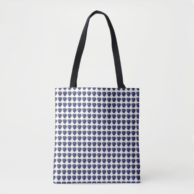 Bolso De Tela Patrón de corazón azul (Anverso)
