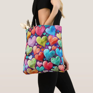 Bolso De Tela Patrón de corazón divertido