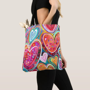 Bolso De Tela Patrón de corazón divertido