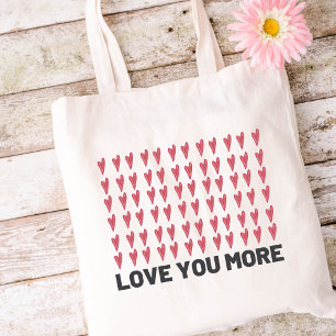 Bolso De Tela Patrón de Corazón Rojo y Rosa Te Amo Más