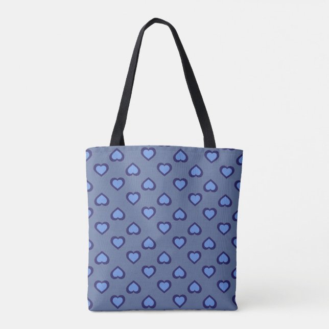 Bolso De Tela Patrón de corazones azules (Reverso)