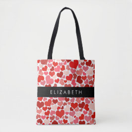 Bolso De Tela Patrón De Corazones, Corazones Rojos, Amor, Tu Nom