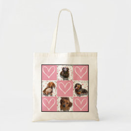 Bolso De Tela Patrón de Corazones de Colcha con Collage de Fotos