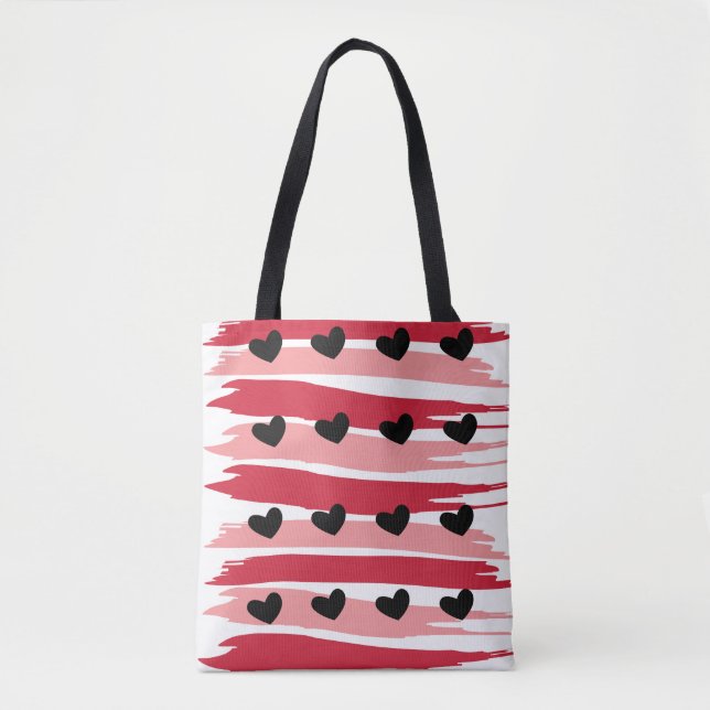 Bolso De Tela Patrón de corazones de San Valentín (Anverso)