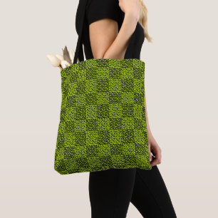 Bolso De Tela Patrón de corazones de tablero de ajedrez en verde
