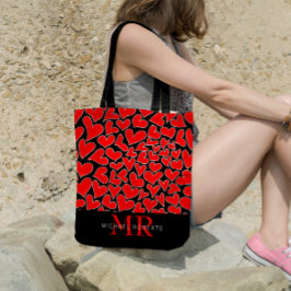 Bolso De Tela Patrón de corazones estilizado a mano Personalizad