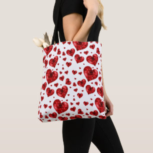 Bolso De Tela Patrón de Corazones Florales