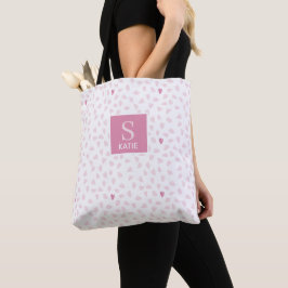 Bolso De Tela Patrón de Corazones Rosas Monograma
