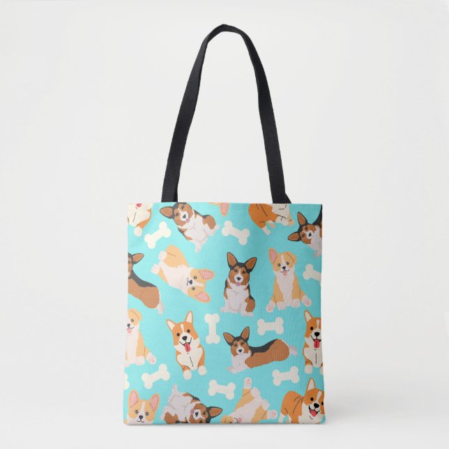 Bolso De Tela Patrón de corgi (Anverso)
