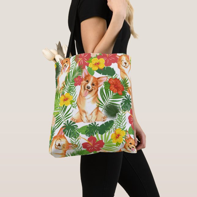 Bolso De Tela Patrón de Corgi Cute Sonriente (Detalle)