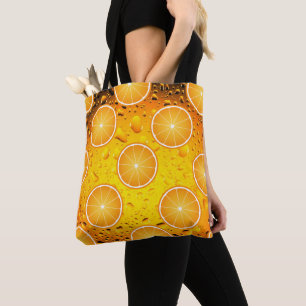 Bolso De Tela Patrón de cortes de Naranja jugoso de Guay sobre c