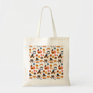 Bolso De Tela Patrón de cosecha de peregrinos de Acción de Graci