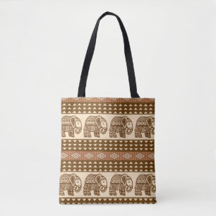 Bolso De Tela Patrón de cosecha geométrica de elefantes étnicos