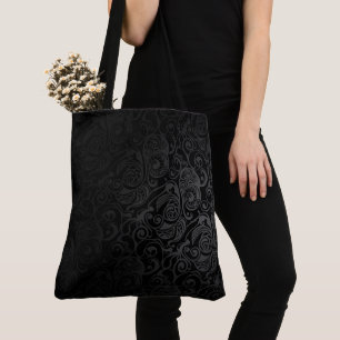 Bolso De Tela Patrón de cosecha gótica negra y gris