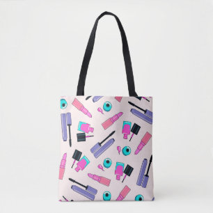 Bolso De Tela Patrón de cosméticos de maquillaje rosa y púrpura
