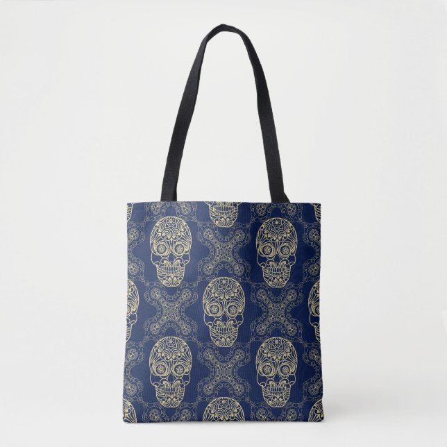 Bolso De Tela Patrón de cráneo de Boho multicolor. (Anverso)