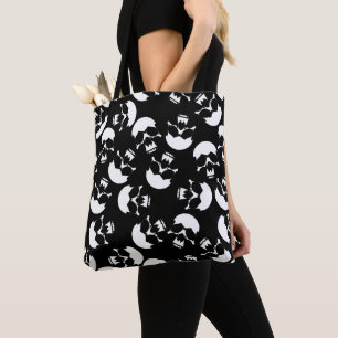 Bolso De Tela Patrón de cráneo estético negro y blanco oscuro