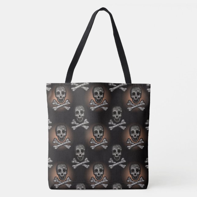 Bolso De Tela Patrón de cráneos espumosos de Halloween (Anverso)