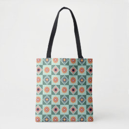 Bolso De Tela Patrón de cuadrados florales Tote Bag