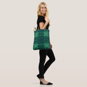 Bolso De Tela Patrón de cuadrados verdes Tartán Tote Bag