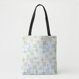 Bolso De Tela Patrón de cuadrícula minimalista con formas de paq