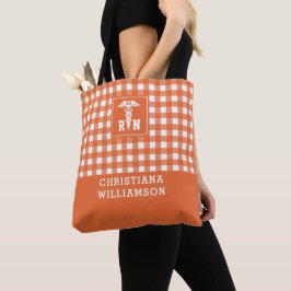 Bolso De Tela Patrón de Cuadro Personalizado Enfermera Registrad
