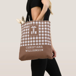 Bolso De Tela Patrón de Cuadro Personalizado Enfermera Registrad