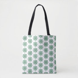 Bolso De Tela Patrón de Cuadros de Copo de Nieve Navideño Verde