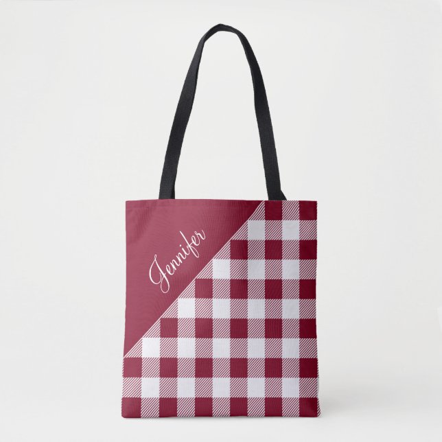 Bolso De Tela Patrón de cuadros de gingham rojo (Anverso)