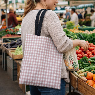Bolso De Tela Patrón de cuadros gingham rosa y blanco shabby chi