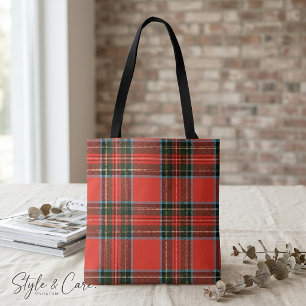 Bolso De Tela Patrón de Cuadros Rojo Negro y Blanco