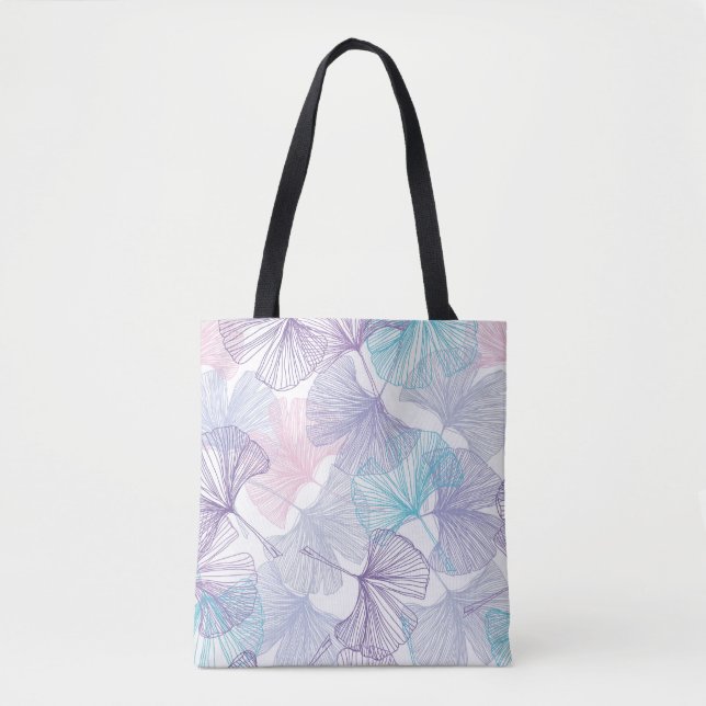 Bolso De Tela Patrón de cuarzo de Gingko Biloba Rosa (Anverso)