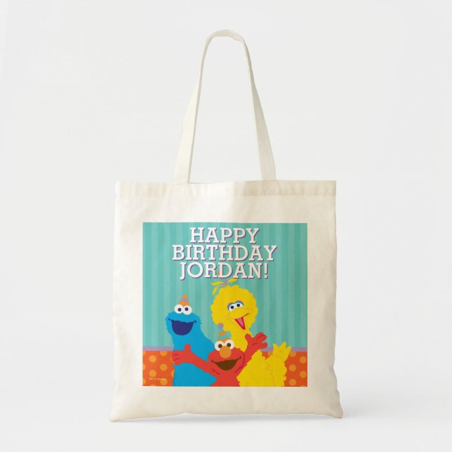 Bolso De Tela Patrón de cumpleaños de Sesame Pals (Frente)