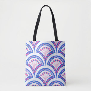Bolso De Tela patrón de damasco floral azul