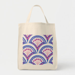 Bolso De Tela patrón de damasco floral azul