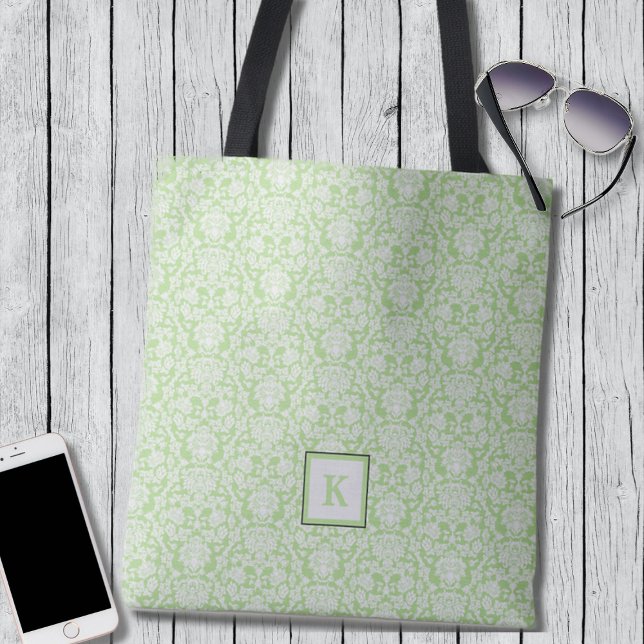 Bolso De Tela Patrón de Damasco verde Sage de clase Monograma To (Subido por el creador)