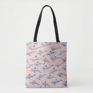 Bolso De Tela Patrón de delfín acuarela costa playa océano 